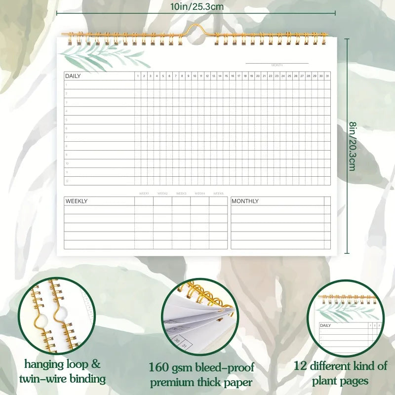 12-Page Habit Tracker Planner – Daily, Weekly & Monthly, Spiral-Bound