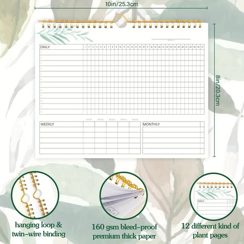 12-Page Habit Tracker Planner – Daily, Weekly & Monthly, Spiral-Bound