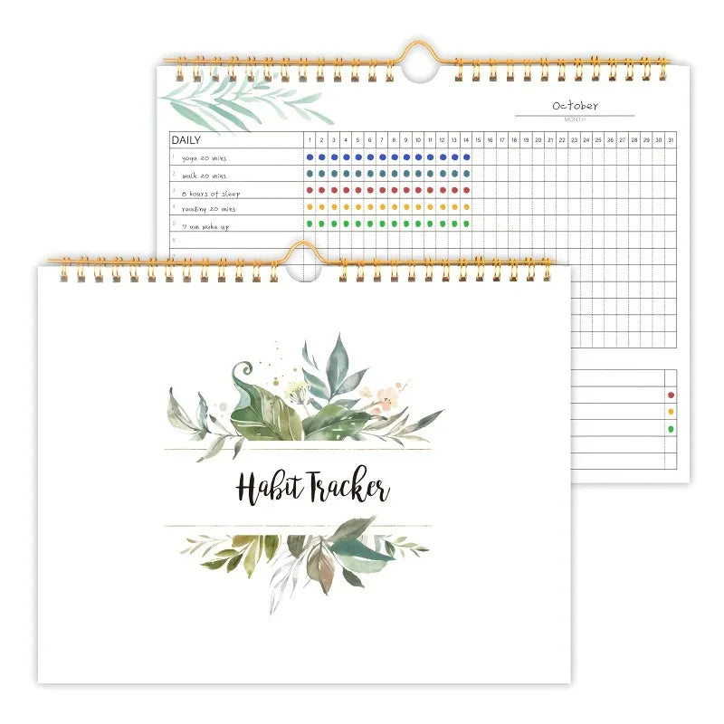 12-Page Habit Tracker Planner – Daily, Weekly & Monthly, Spiral-Bound