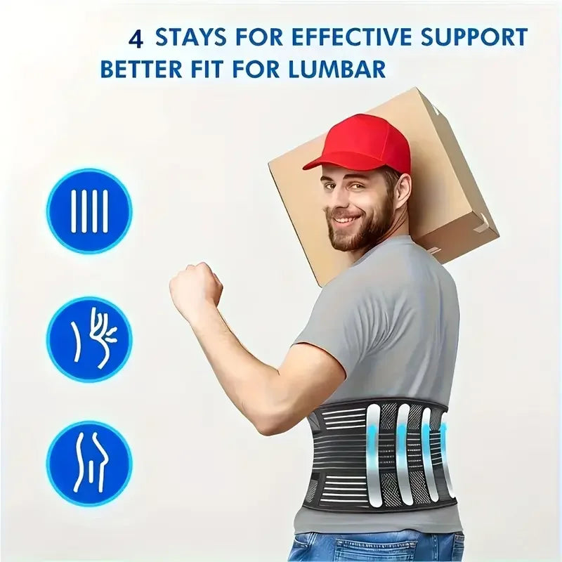 Adjustable Lumbar Support Belt – Breathable Mesh Back Brace