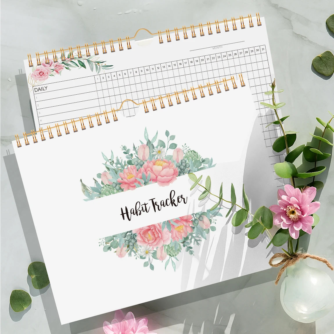 12-Page Habit Tracker Planner – Daily, Weekly & Monthly, Spiral-Bound
