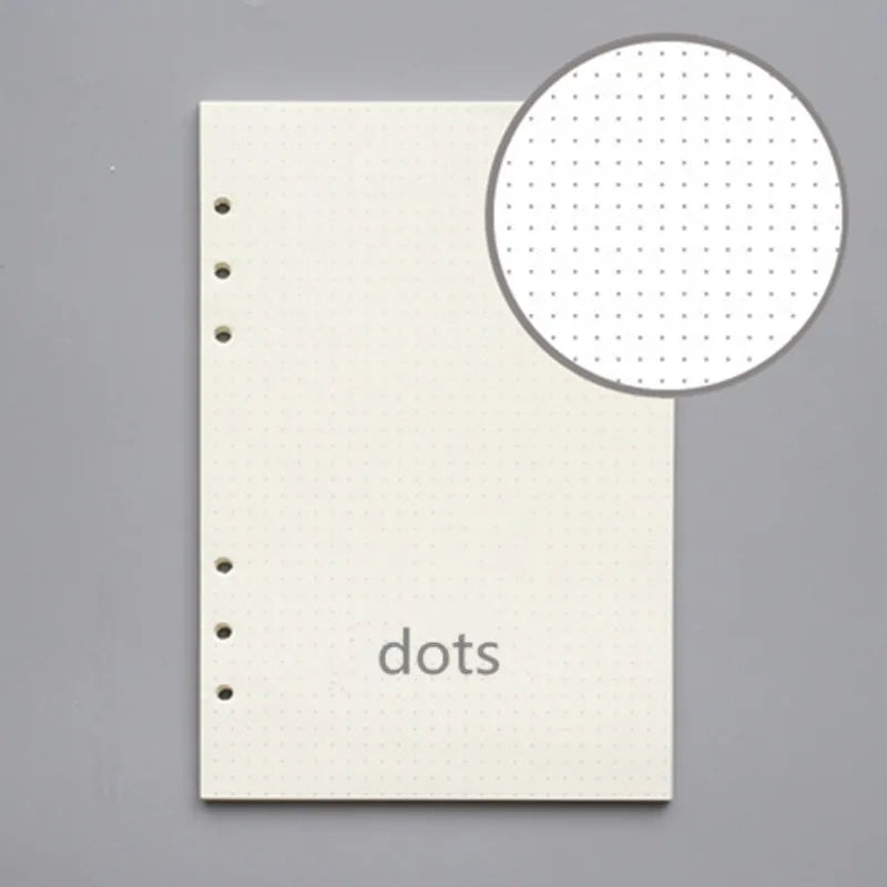 45 Sheets 6 Ring Binder Refill Paper, A5 A6 Loose Leaf Planner Inserts, Blank Dotted Grid Lined Kraft Pages