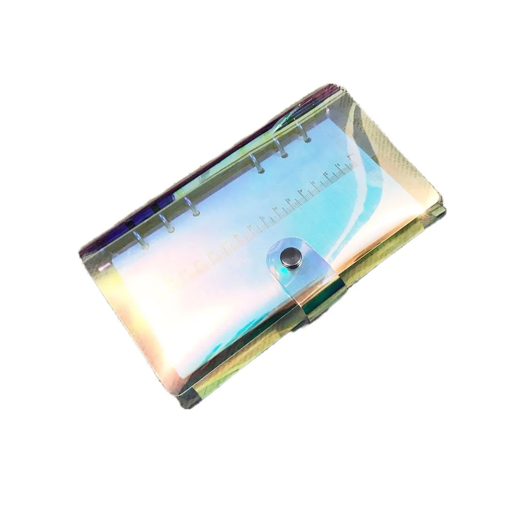 A5 A6 A7 Holographic Laser Binder Cover, 6 Ring Loose Leaf Planner with Index Dividers, Storage Bags and Ruler Accessories