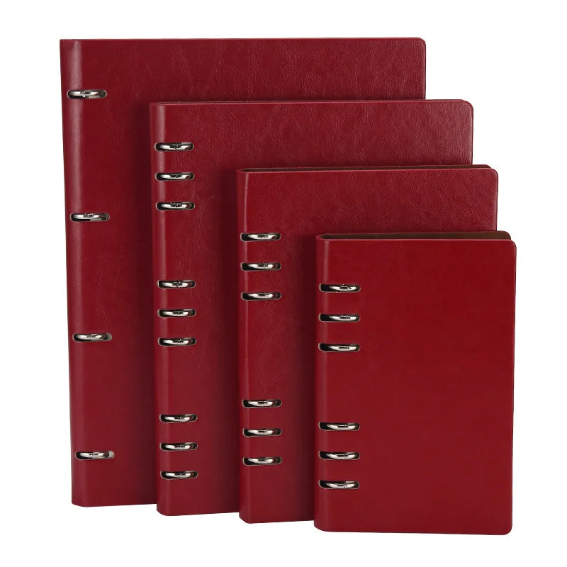 Faux Leather Loose-Leaf Notebook Binder, A4, B5, A5 & A6