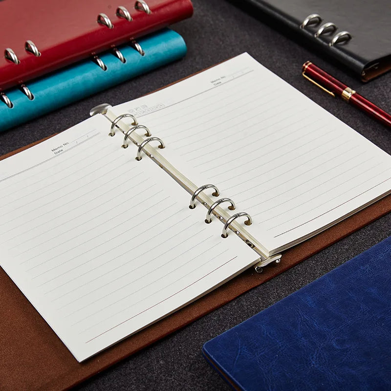 Faux Leather Loose-Leaf Notebook Binder, A4, B5, A5 & A6