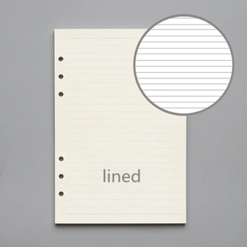 45 Sheets 6 Ring Binder Refill Paper, A5 A6 Loose Leaf Planner Inserts, Blank Dotted Grid Lined Kraft Pages