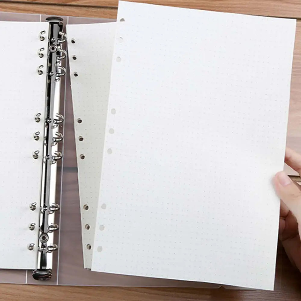 45 Sheets 6 Ring Binder Refill Paper, A5 A6 Loose Leaf Planner Inserts, Blank Dotted Grid Lined Kraft Pages