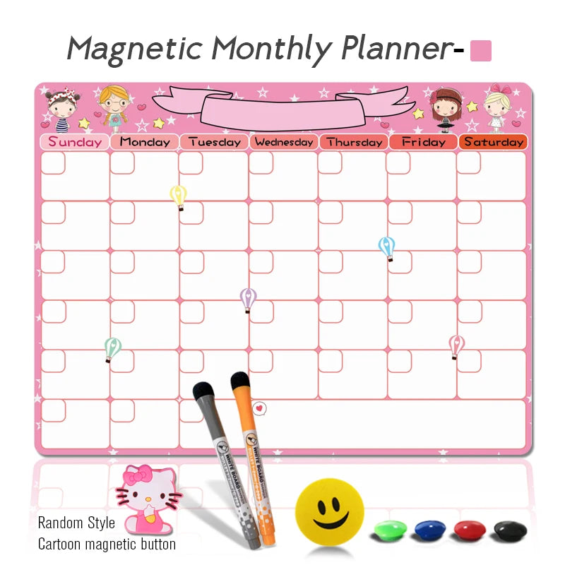 A3 Magnetic Planner Whiteboard — Weekly, Monthly & Meal Planning Board