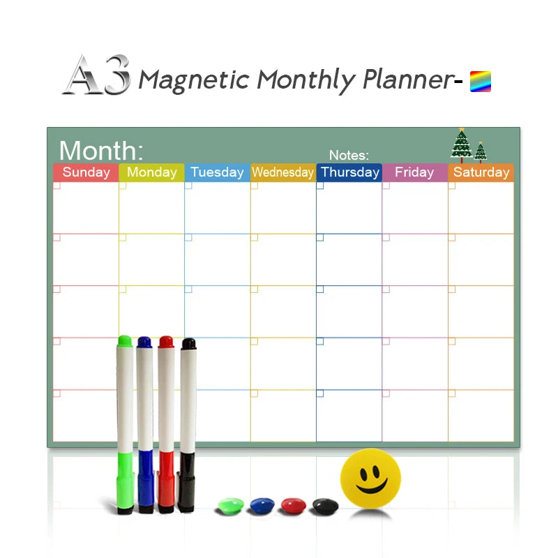 A3 Magnetic Planner Whiteboard — Weekly, Monthly & Meal Planning Board