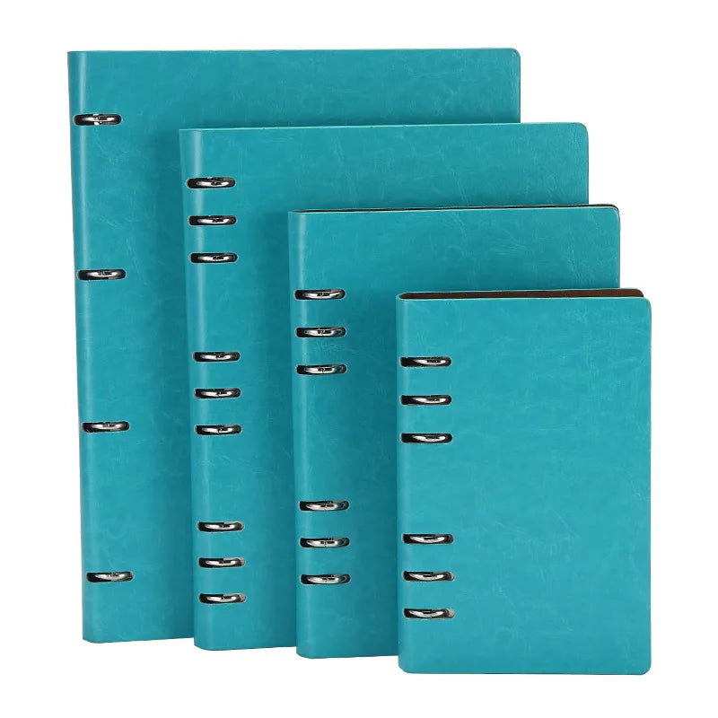 Faux Leather Loose-Leaf Notebook Binder, A4, B5, A5 & A6