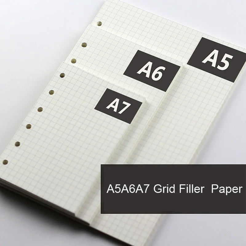 A5 A6 A7 Loose Leaf Refill Paper, 6 Ring Planner Inserts in Lined, Grid, Dot, Cornell, Weekly, Monthly and To Do Styles