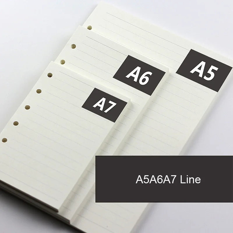 A5 A6 A7 Loose Leaf Refill Paper, 6 Ring Planner Inserts in Lined, Grid, Dot, Cornell, Weekly, Monthly and To Do Styles