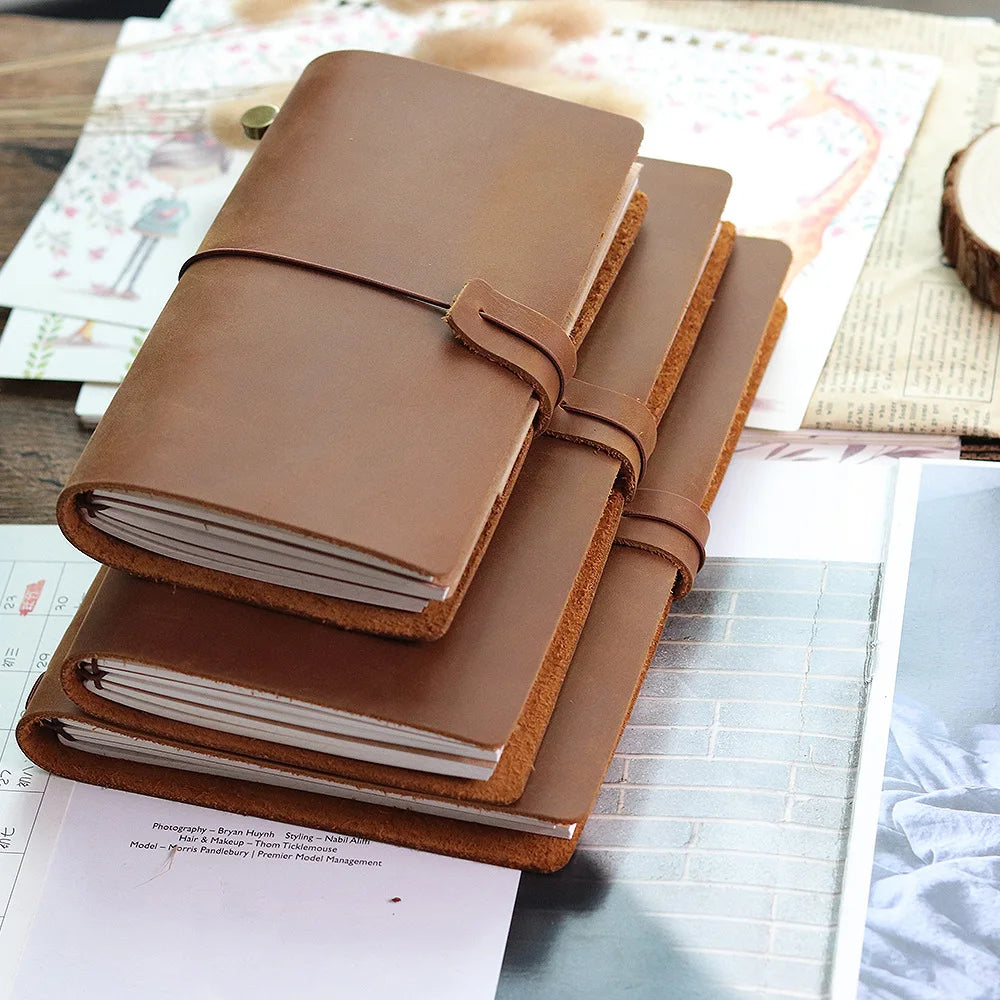 Genuine Leather Refillable Travel Journal in Four Sizes