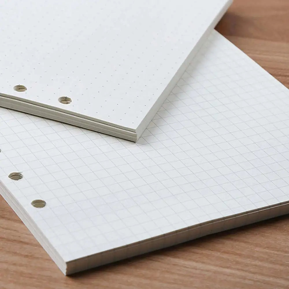 45 Sheets 6 Ring Binder Refill Paper, A5 A6 Loose Leaf Planner Inserts, Blank Dotted Grid Lined Kraft Pages