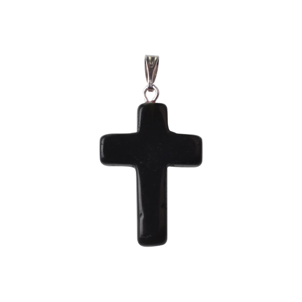 Natural Stone Cross Pendant Necklace — Crystal Chakra Healing Jewelry