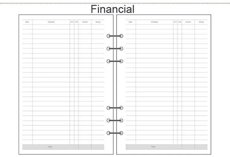 A5 A6 A7 Loose Leaf Refill Paper, 6 Ring Planner Inserts in Lined, Grid, Dot, Cornell, Weekly, Monthly and To Do Styles