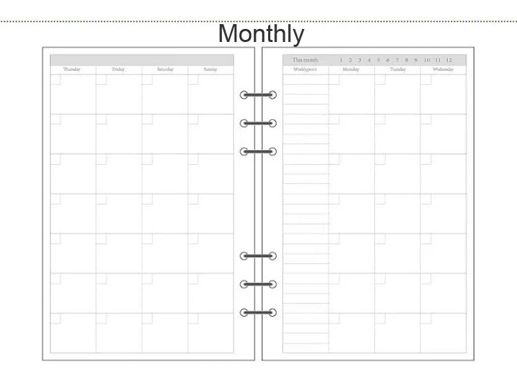 A5 A6 A7 Loose Leaf Refill Paper, 6 Ring Planner Inserts in Lined, Grid, Dot, Cornell, Weekly, Monthly and To Do Styles