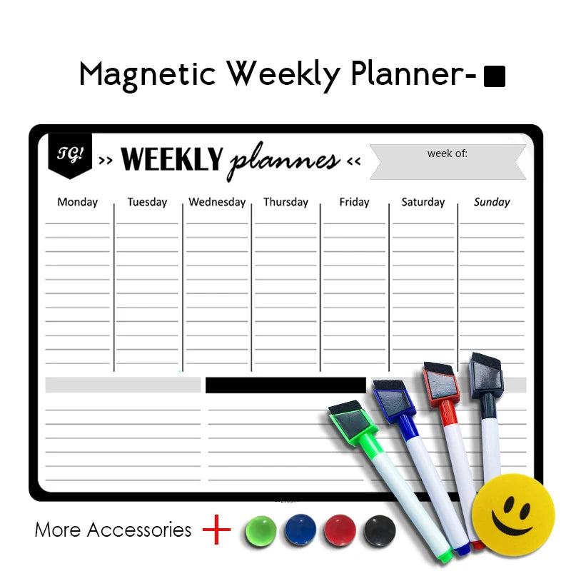 A3 Magnetic Planner Whiteboard — Weekly, Monthly & Meal Planning Board
