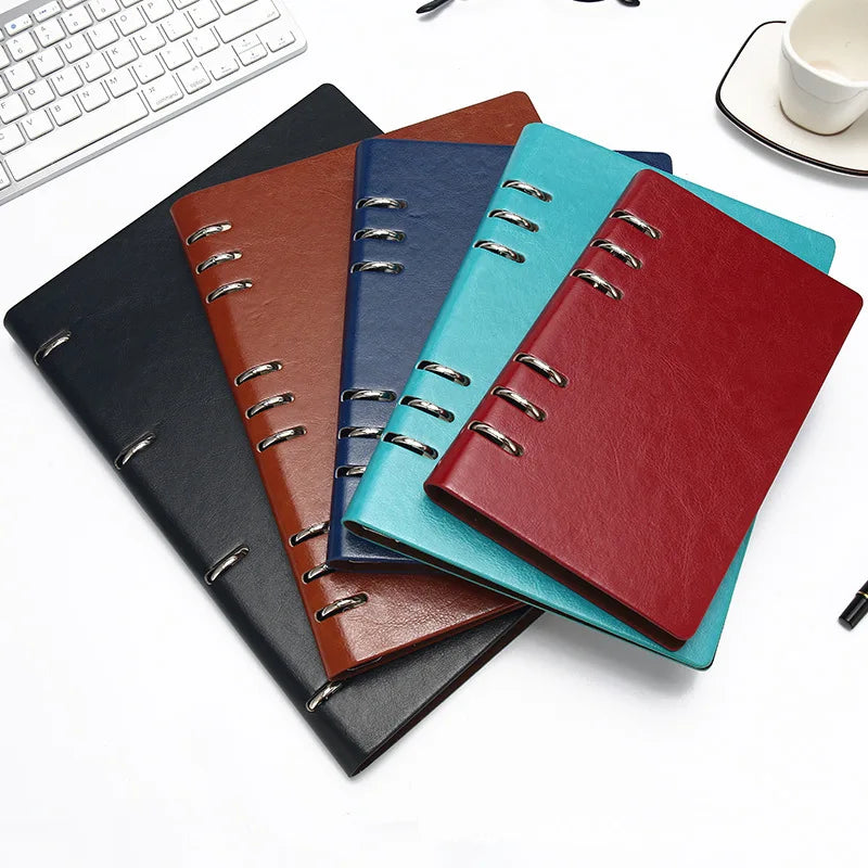 Faux Leather Loose-Leaf Notebook Binder, A4, B5, A5 & A6