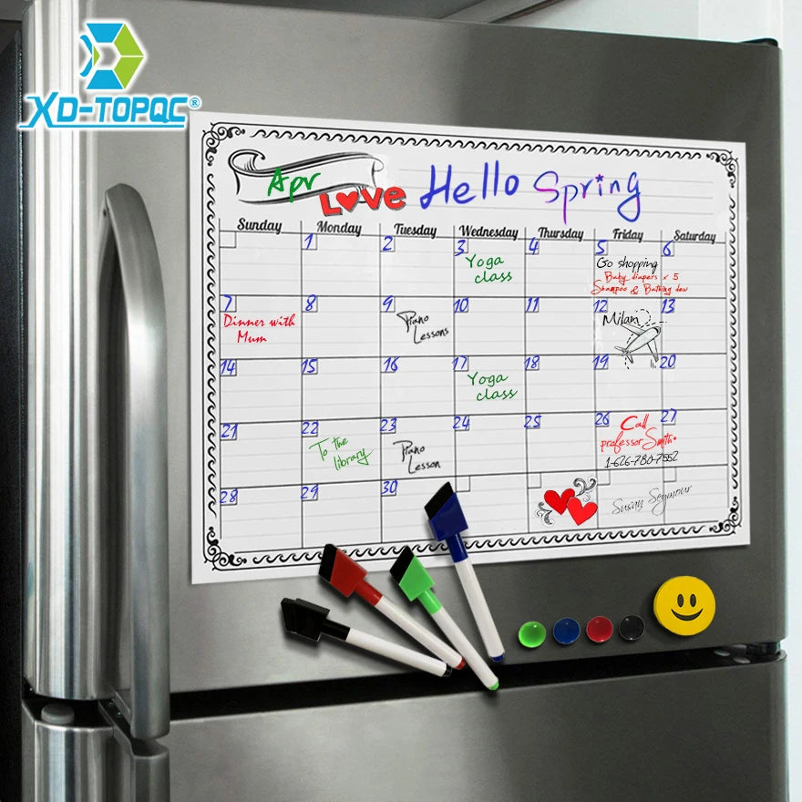 A3 Magnetic Planner Whiteboard — Weekly, Monthly & Meal Planning Board