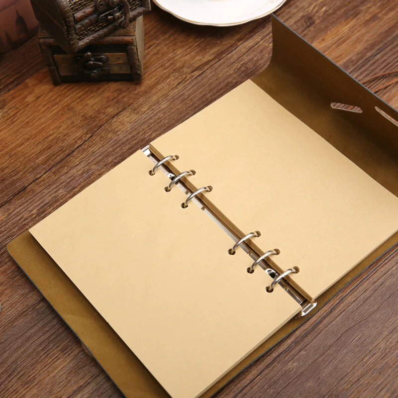 Vintage PU Leather Journal with Anchor Charm and Wrap Tie, Refillable Retro Notebook Diary for Writing, Travel, and Gifts