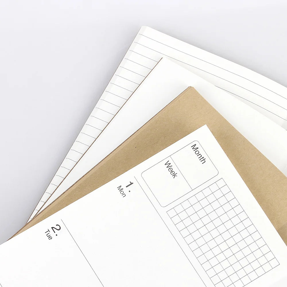 Refill Paper Inserts for Leather Journal and Refillable Notebook, Kraft, Lined, Blank, and Weekly Planner Pages