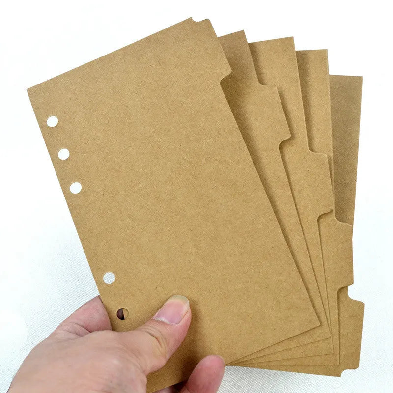 A5 A6 Binder Index Dividers, 5 Pack Loose-Leaf Tab Divider Pages for Planners, Budget Binders, and Notebooks
