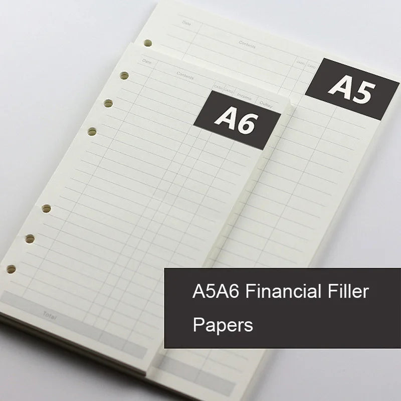A5 A6 A7 Loose Leaf Refill Paper, 6 Ring Planner Inserts in Lined, Grid, Dot, Cornell, Weekly, Monthly and To Do Styles