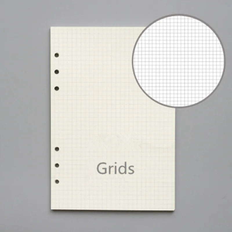45 Sheets 6 Ring Binder Refill Paper, A5 A6 Loose Leaf Planner Inserts, Blank Dotted Grid Lined Kraft Pages