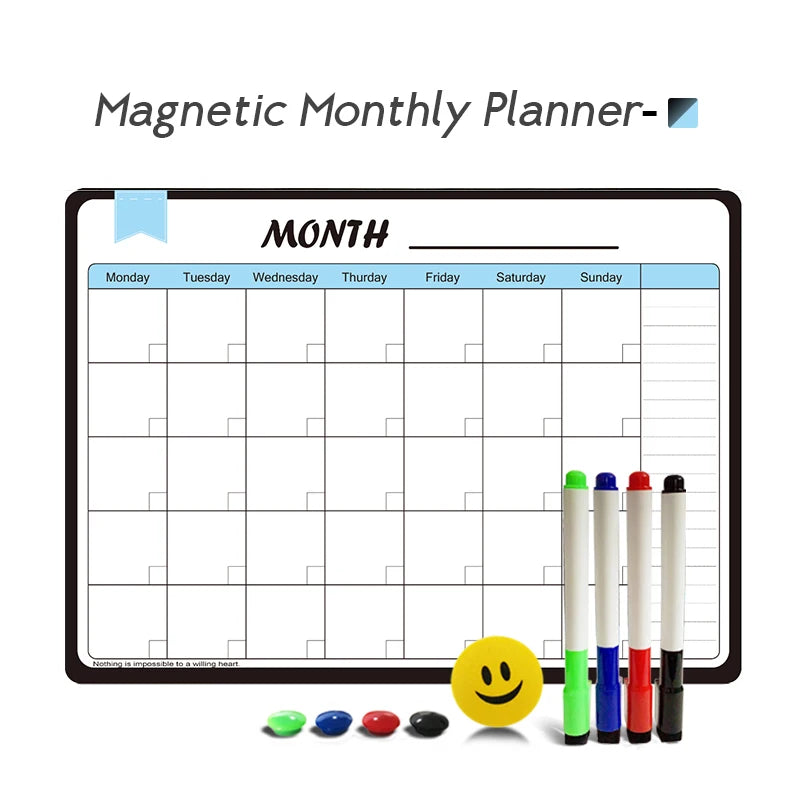 A3 Magnetic Planner Whiteboard — Weekly, Monthly & Meal Planning Board