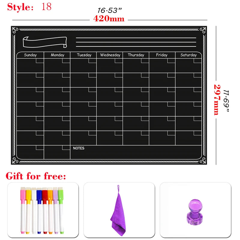 A3 Magnetic Dry-Erase Planner — Monthly & Weekly Fridge Calendar