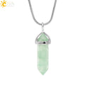 Natural Fluorite Crystal Hexagonal Point Pendant Necklace — Reiki Healing"