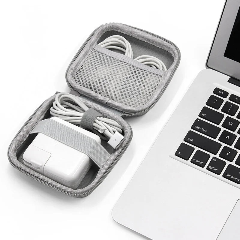 Portable Earphone Storage Case, Hard Shell Cable Organizer Bag for Chargers, Earbuds, USB Drives and Travel