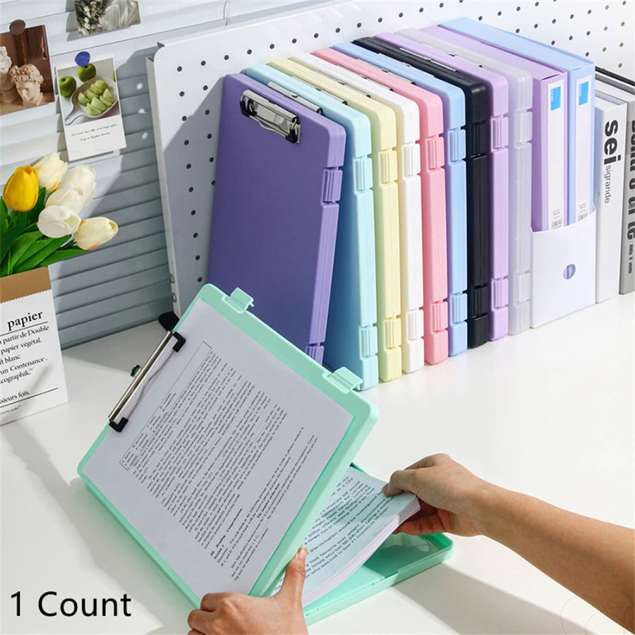 A4 Document File Folder Organizer with Clip Board for Test Papers, Office Documents and Desk Storage