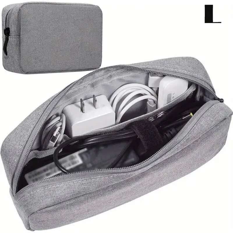 Compact Cable Cord Organizer Pouch, Small Electronics Storage Bag for Chargers, SD Cards, Power Banks and Earbuds, Portable Travel Tech Case