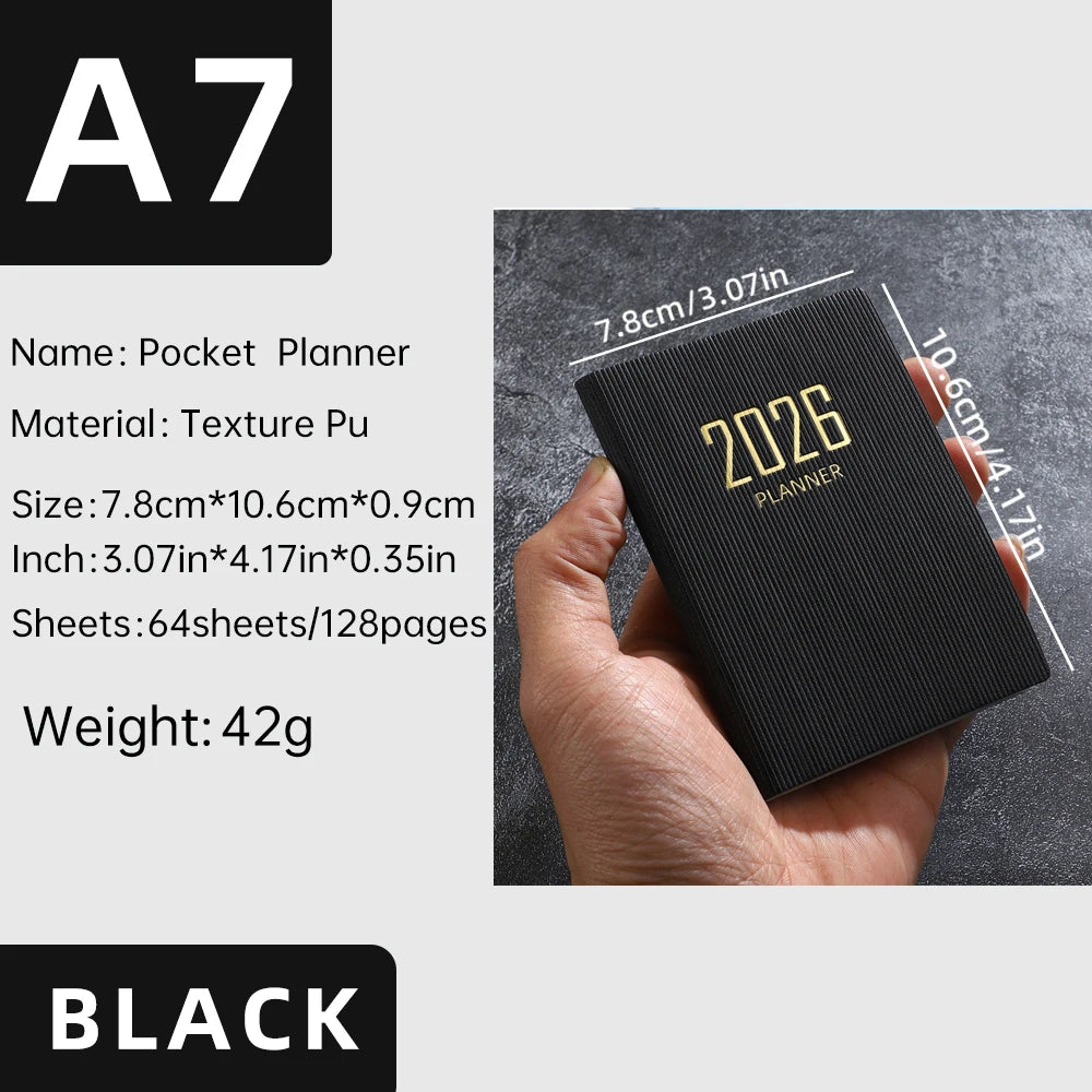 2026 A7 Mini Pocket Planner — Daily & Weekly Schedule Book
