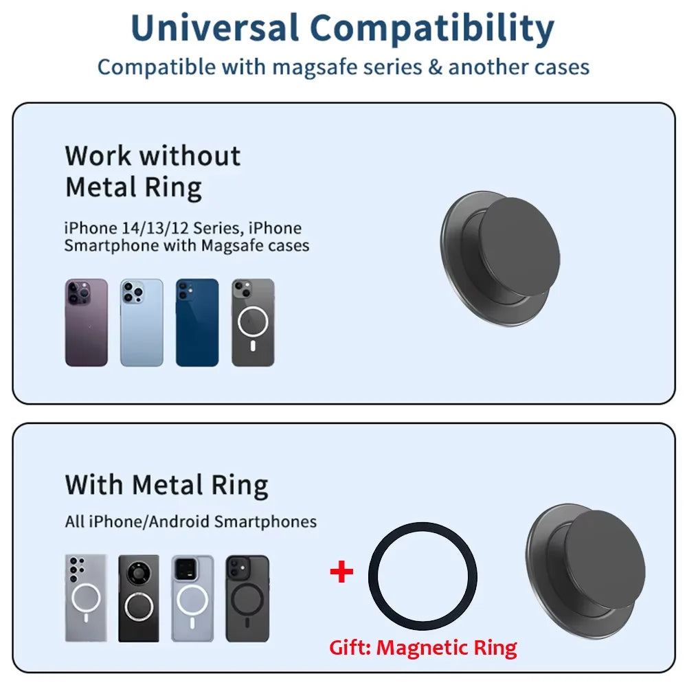 Magnetic Phone Grip Holder and Ring Stand, Slim Collapsible Phone Socket with Kickstand, Compatible with Magnetic Phone Cases