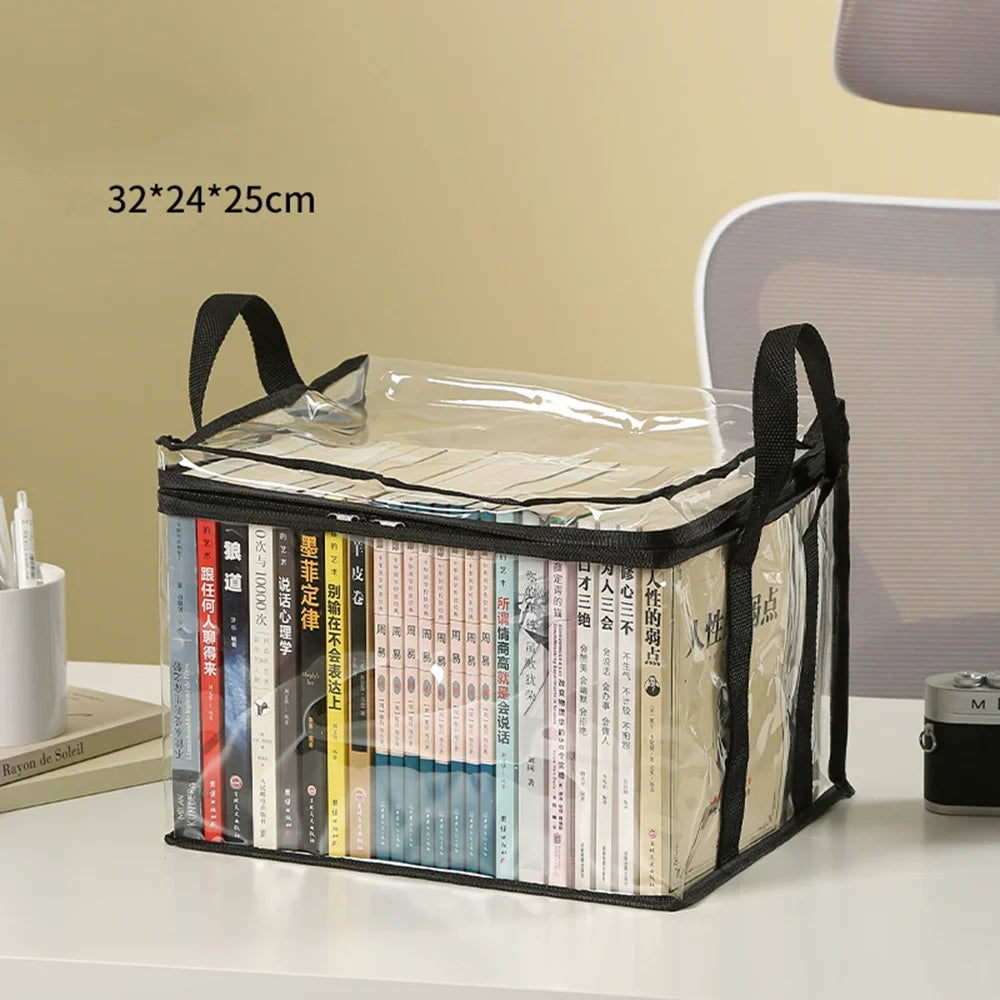 Foldable Clear Book Storage Bag with Carry Handles