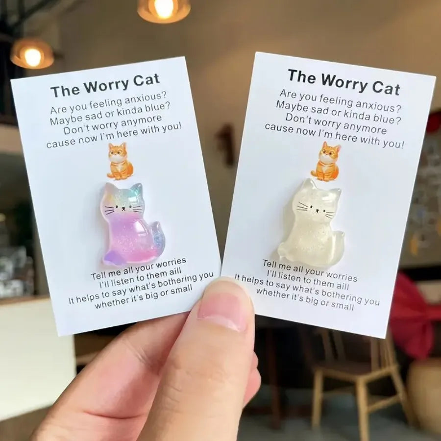 Worry Cat Pocket Hug Encouragement Card Gift