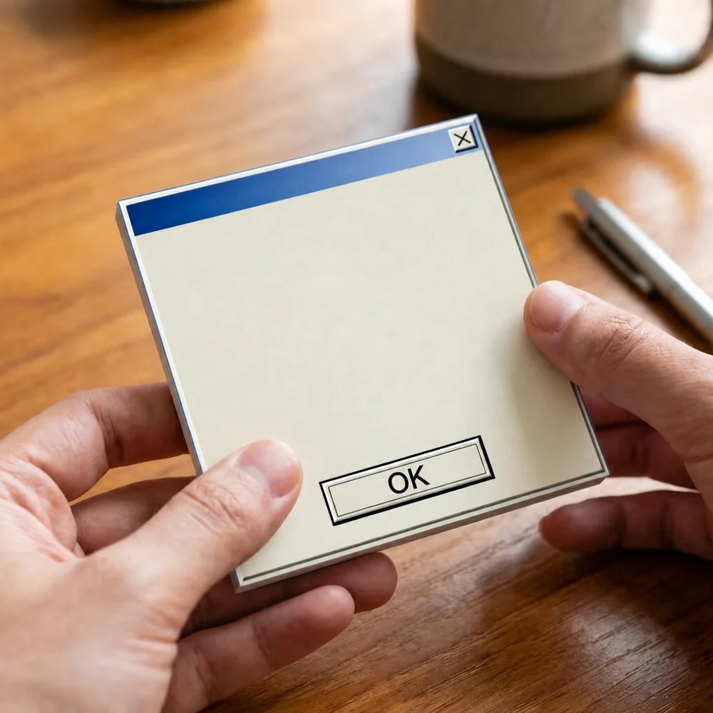 50 Page Retro Computer Window Notepad, Cute Aesthetic Desk Memo Pad for Notes, To Do Lists and Office Supplies