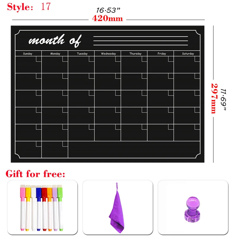 A3 Magnetic Dry-Erase Planner — Monthly & Weekly Fridge Calendar