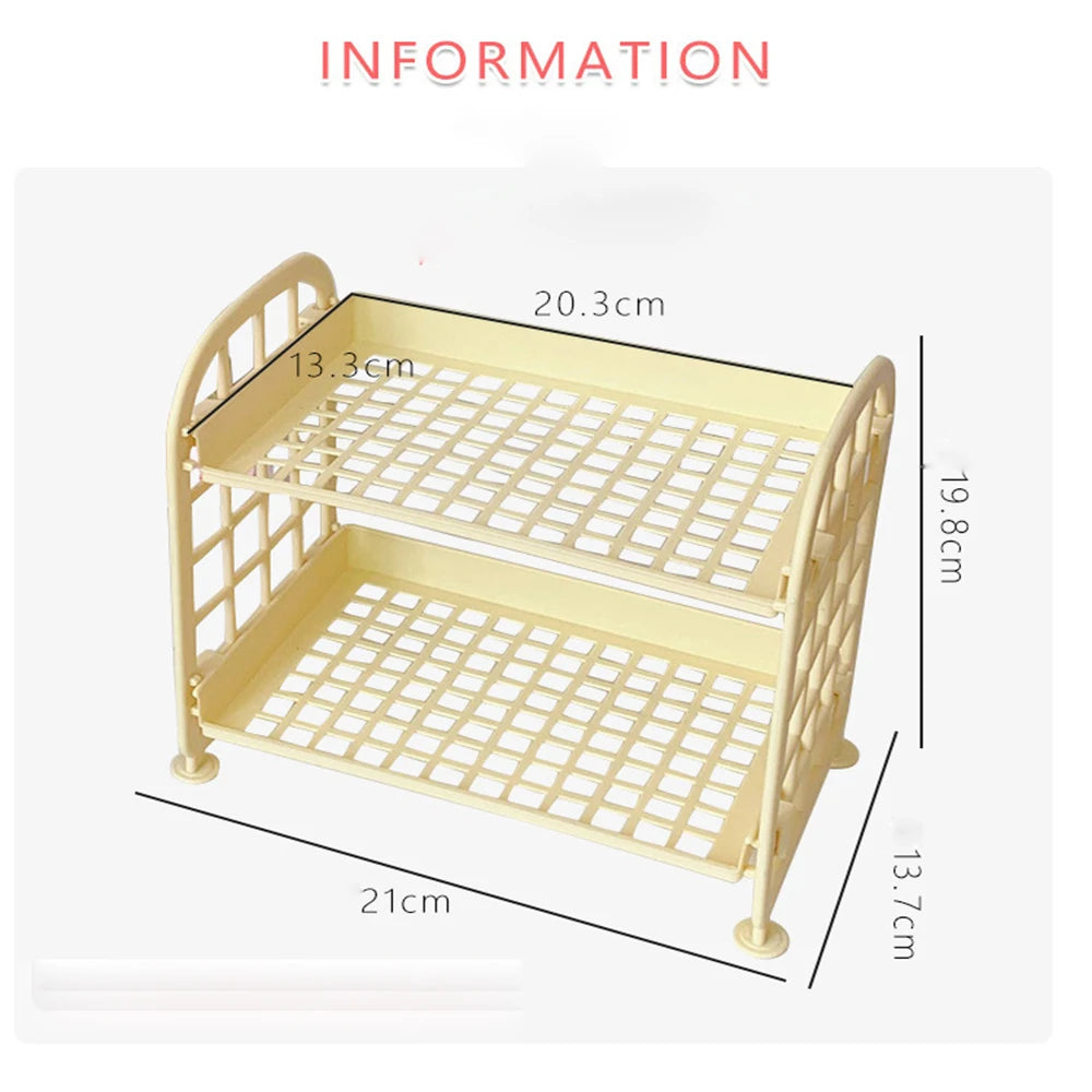 2-Tier Desktop Stationery Rack Storage Shelf Organizer for Office, Dorm, and Desk