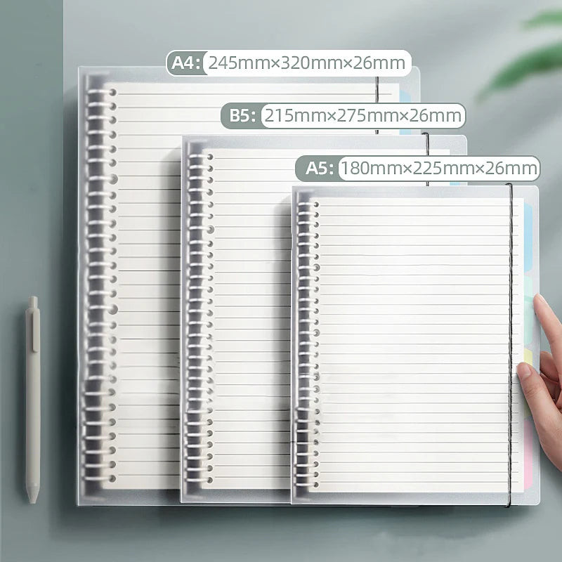 Loose Leaf Binder Notebook A5 B5 A4 with Refill Paper and Dividers