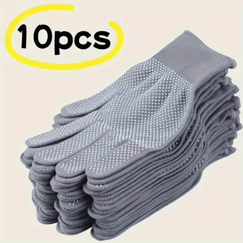 10-Pack Breathable Nylon Work Gloves — Unisex Non-Slip Gloves for Cycling, Fishing & Camping