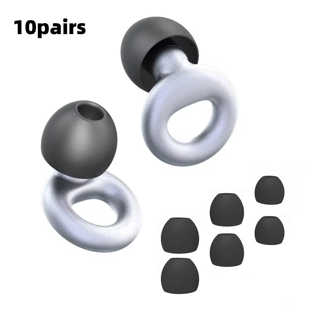 Quiet Ear Plugs for Noise Reduction — Soft Reusable Hearing Protection for Sleep, Swim & Work, 8 Tips in XS/S/M/L