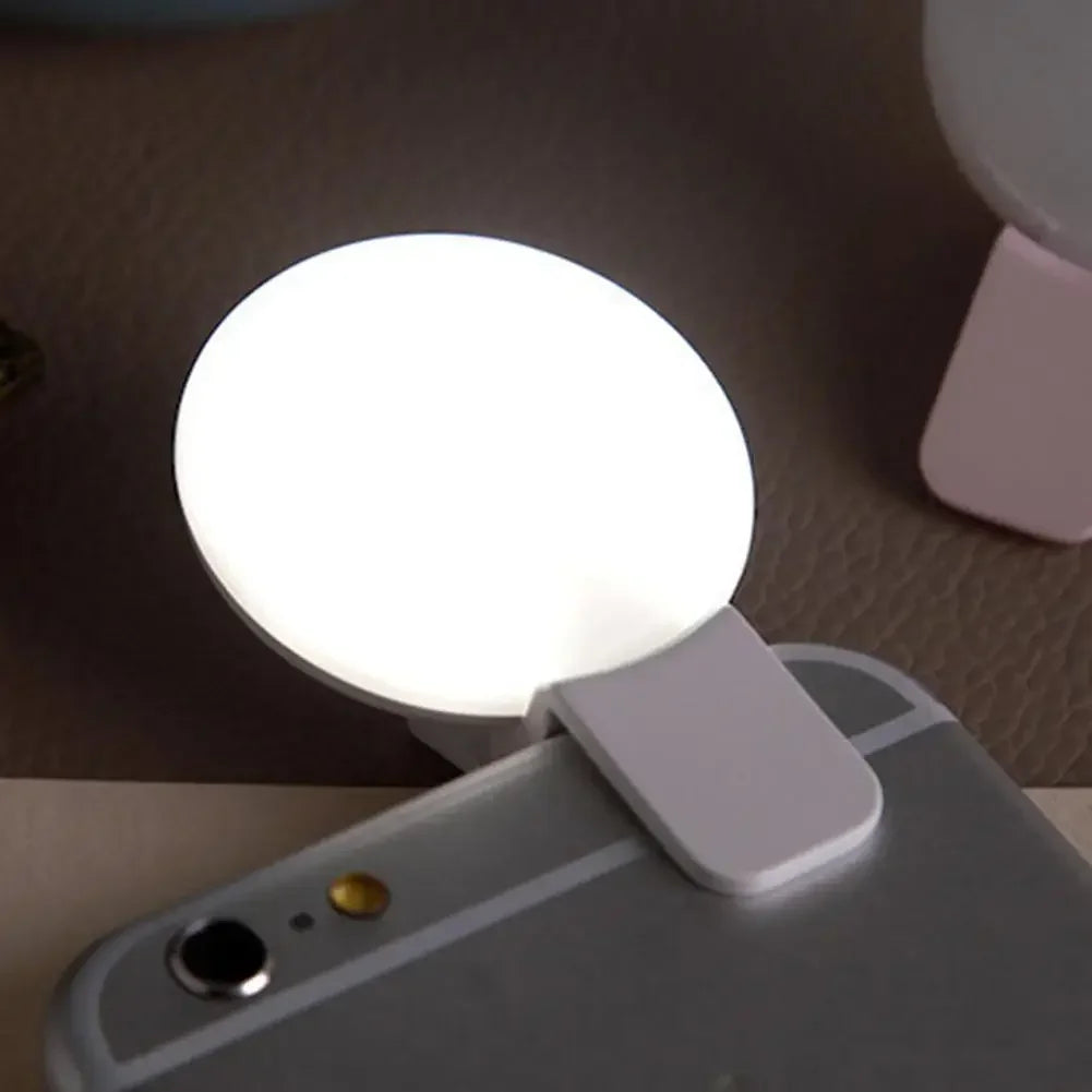 Portable LED Selfie Ring Light Clip for Phone with 3 Brightness Levels
