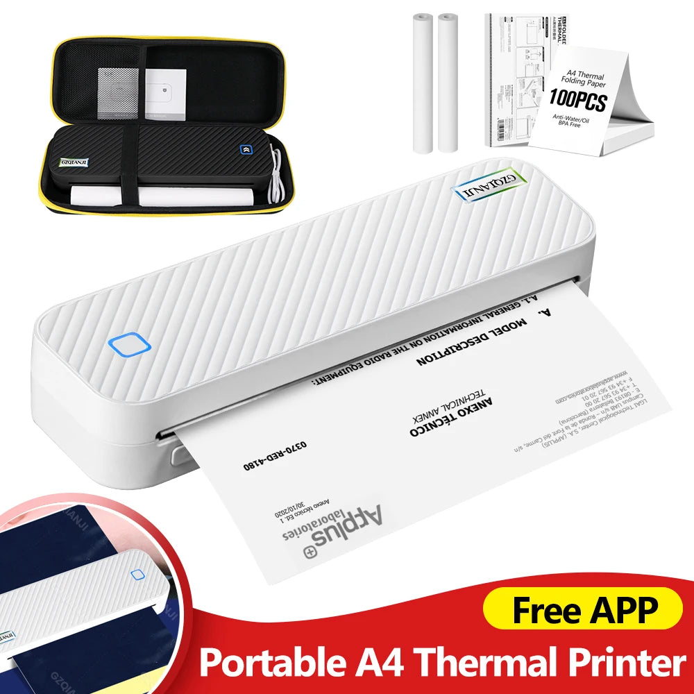 Portable A4 Bluetooth Thermal Printer — Wireless Photo & Document Printer for Home, Office & Travel