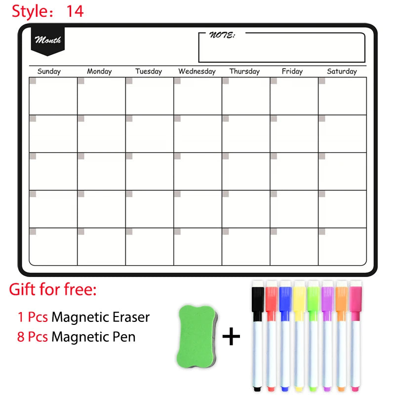 A3 Magnetic Dry-Erase Planner — Monthly & Weekly Fridge Calendar