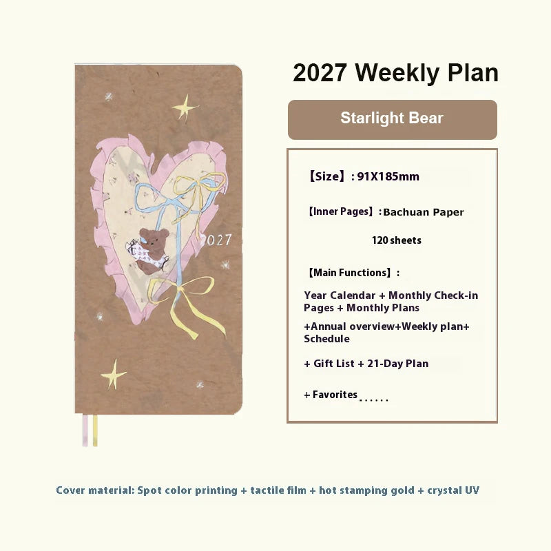 2027 Pocket Weekly Planner, Notebook and Cover Set Options
