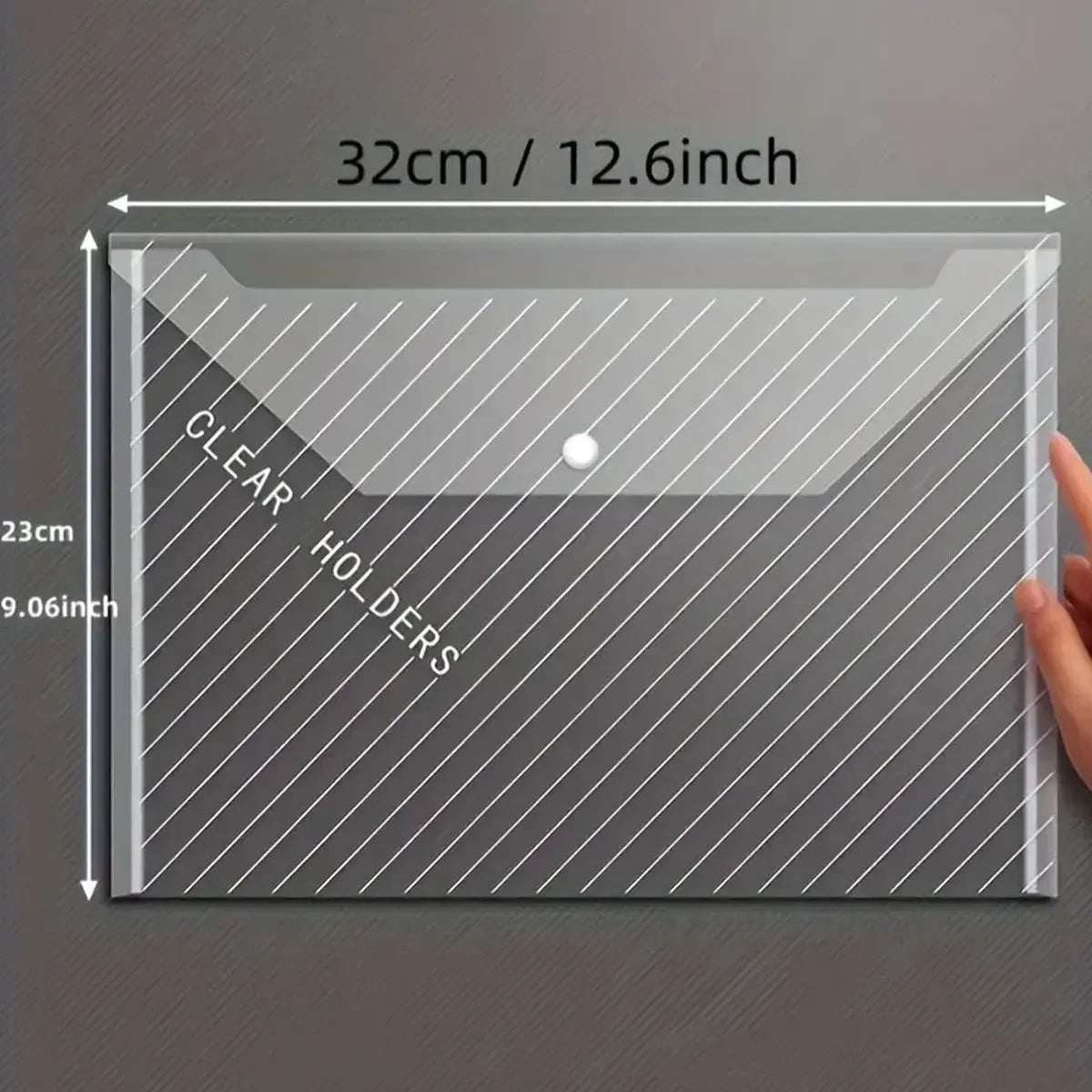 A4 Clear Plastic Document File Bags with Snap Button, Pocket Folders for Students and Office Organizing